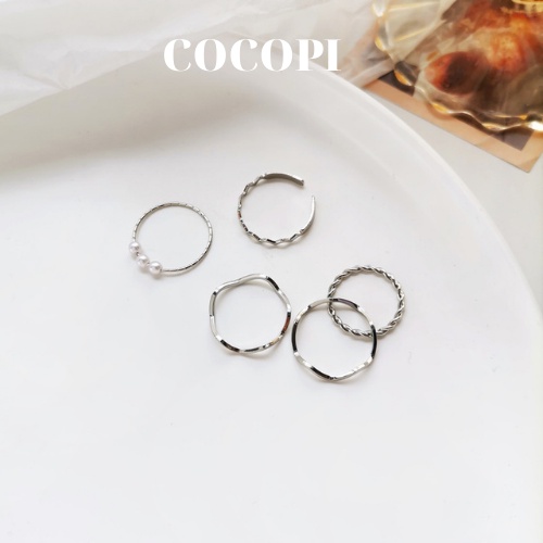 Set nhẫn, bộ nhẫn mix 5 chiếc phong cách Hàn Quốc Cocopi.accessories