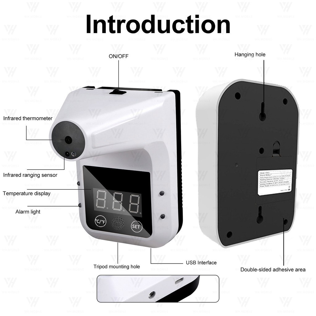 Nhiệt Kế Hồng Ngoại K3 Pro Gắn Tường Có Chuông Cảnh Báo Đa Năng Cho Văn Phòng