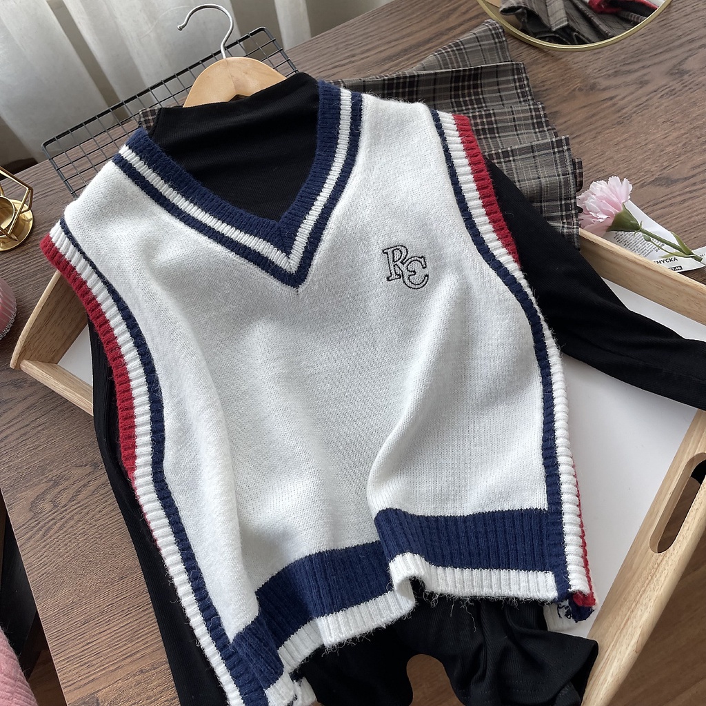 Áo dệt kim cổ chữ V thời trang xinh xắn cho nữ