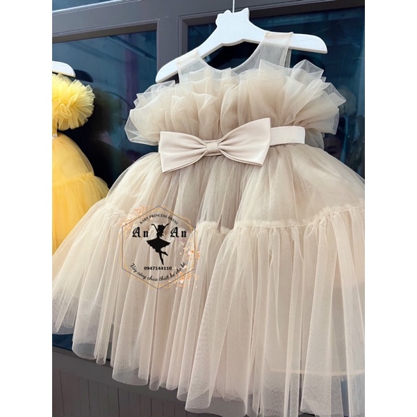Váy thiết kế bèo gấu AN AN PRINCESS màu mới nhiều lớp phồng xoè cho bé gái tặng kèm phụ kiện