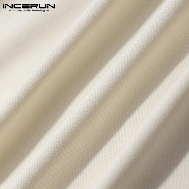 Áo nam INCERUN rộng rãi có dây kéo cổ bẻ tay dài thời trang 2 màu tùy chọn