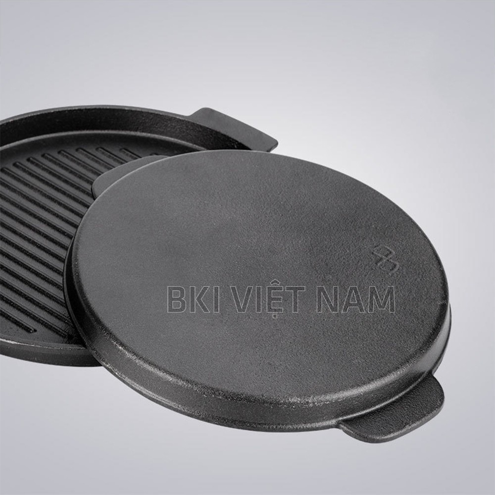 Chảo Gang Đen Chuyên Dụng Cho Đồ Nướng ( 22cm và 24cm ) dùng cả bếp từ nhé cả nhà