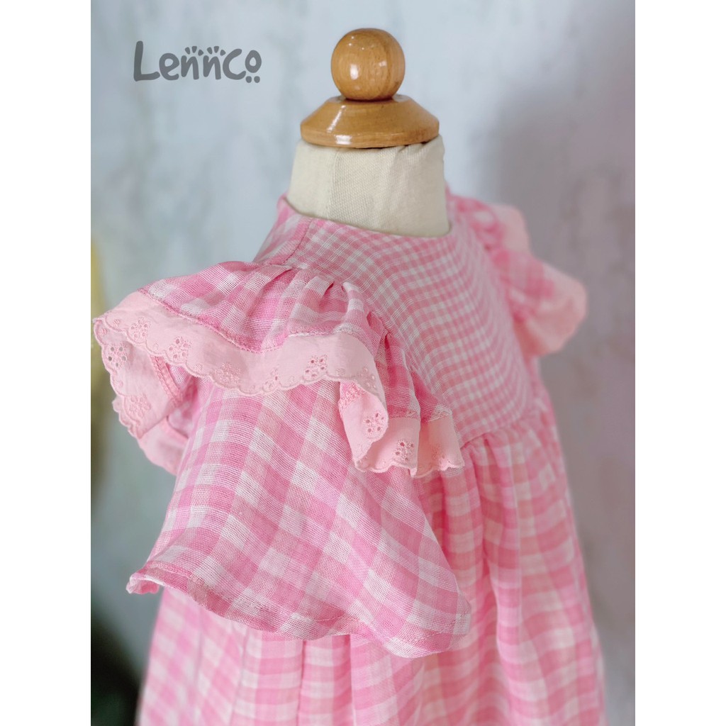 Váy Lenco kẻ caro hồng cực xinh cho bé gái
