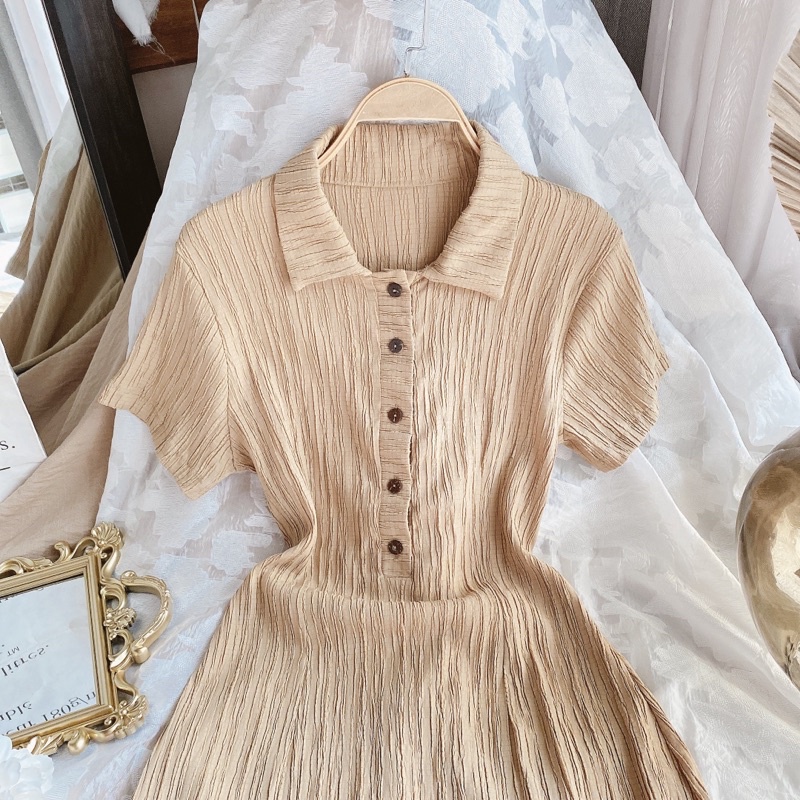ĐẦM KEM VẢI GÂN POLO (TH)