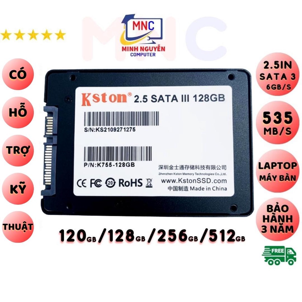 Ssd 120gb, ổ cứng ssd 128gb, 256gb chuẩn 2.5 sata III, BH 3 năm
