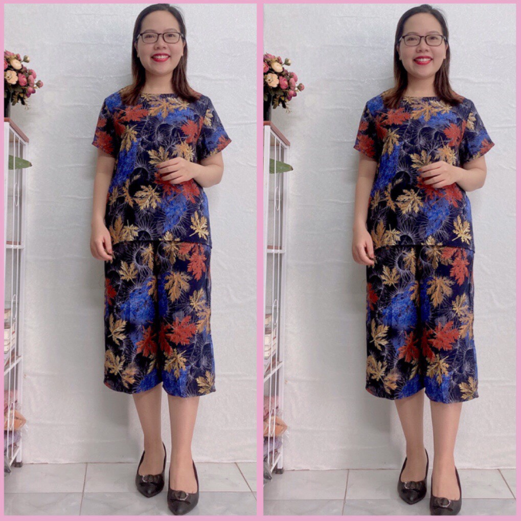 Bộ lanh nhung MANGO cộc trung niên, bộ lanh cho mẹ