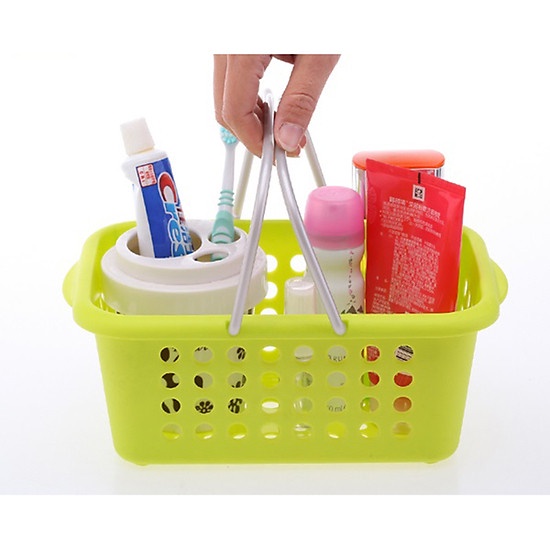Giỏ nhựa đựng đồ có quay xách cỡ trung Fine màu trắng - Nội địa Nhật Bản