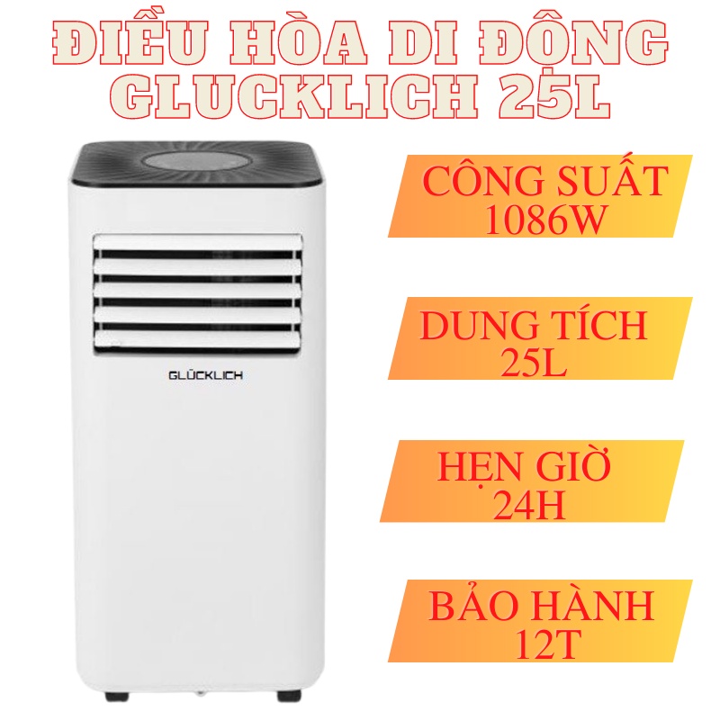 Điều hòa di động Glucklich 25L/ngày GL-KY26-A010G - Có chức năng hút ẩm 24L/ngày - Thương hiệu GLÜCKLICH của Đức