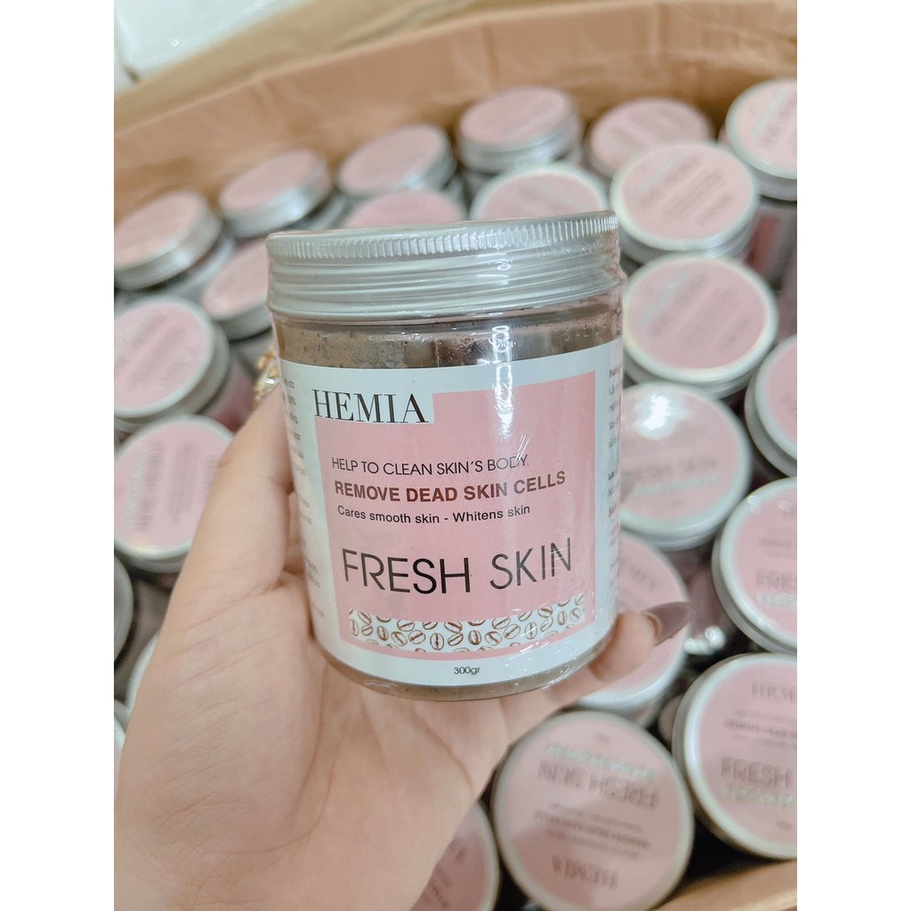 Tẩy da chết organic cafe sữa non Hemia, làm sạch da, dưỡng trắng, mềm mịn da, cấp ẩm, chống lão hoá da