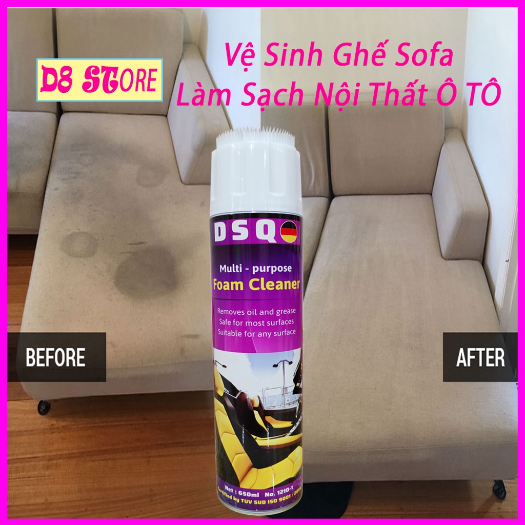 Vệ Sinh Nội Thất Ôtô - Vệ Sinh Sofa - Làm Sạch Ghế Da - Xịt Nội Thất Ôtô - Tẩy Ghế Sofa - Foam Cleaner DSQ