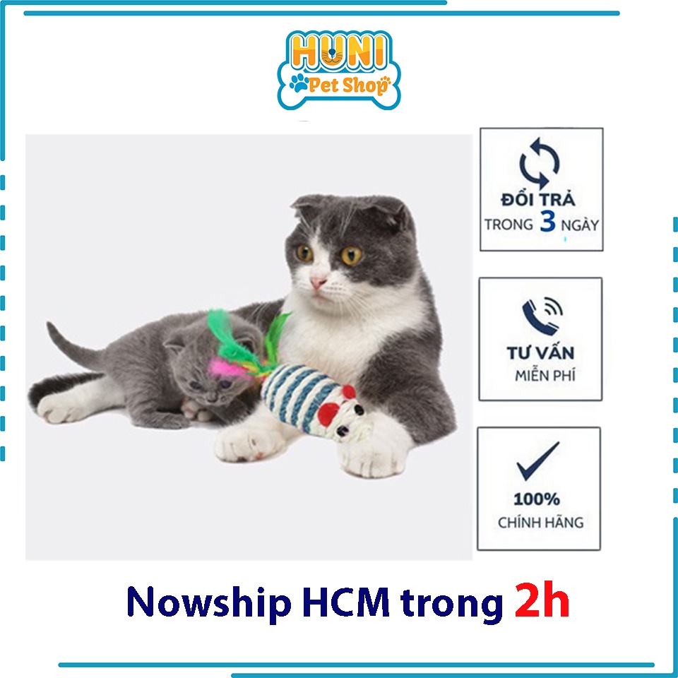 Đồ Chơi Cho Mèo Con Chuột Cói Có Đuôi Lông Cho Mèo Đồ chơi vờn bện cói dễ thương HUNI PETSHOP