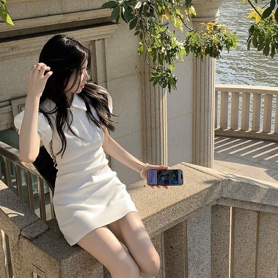 Váy polo cộc tay dáng body trơn màu - Váy đầm nữ cổ polo cộc tay freesize chất thun co giãn 4 chiều giá siêu rẻ