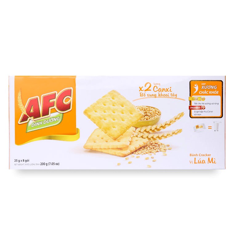 Bánh AFC 200g các loại (4 vị: Lúa Mì, Rau cải, Bò Bít Tết, Tảo Biển)