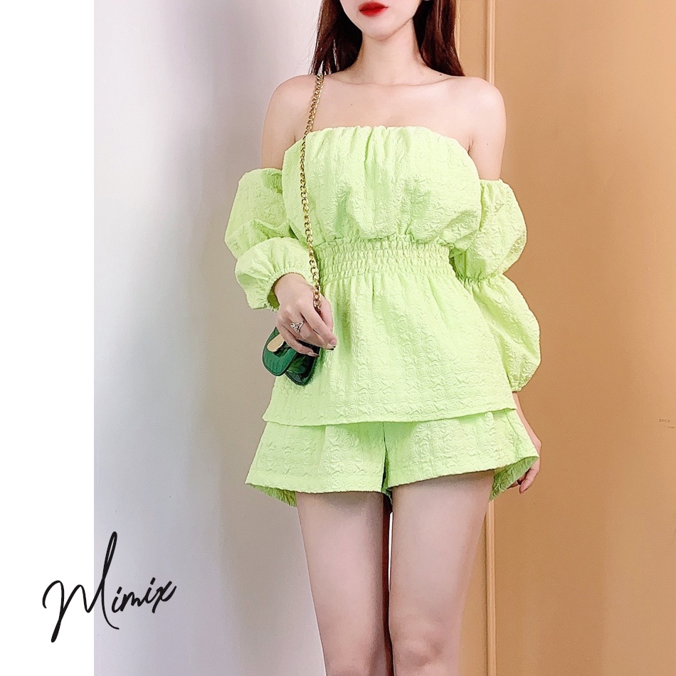 Set bộ rời áo trễ vai peplum kèm quần short MIMIX BW4215