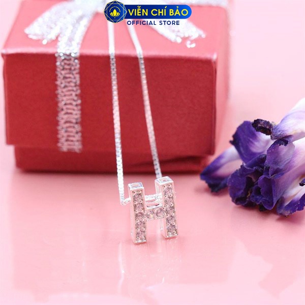 Dây chuyền bạc nữ chữ H đính đá chất liệu bạc S925 thời trang phụ kiện trang sức nữ Viễn Chí Bảo D400640