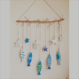 Dreamcatcher cá gỗ và sao biển 100% gỗ tự nhiên decor nhà cửa
