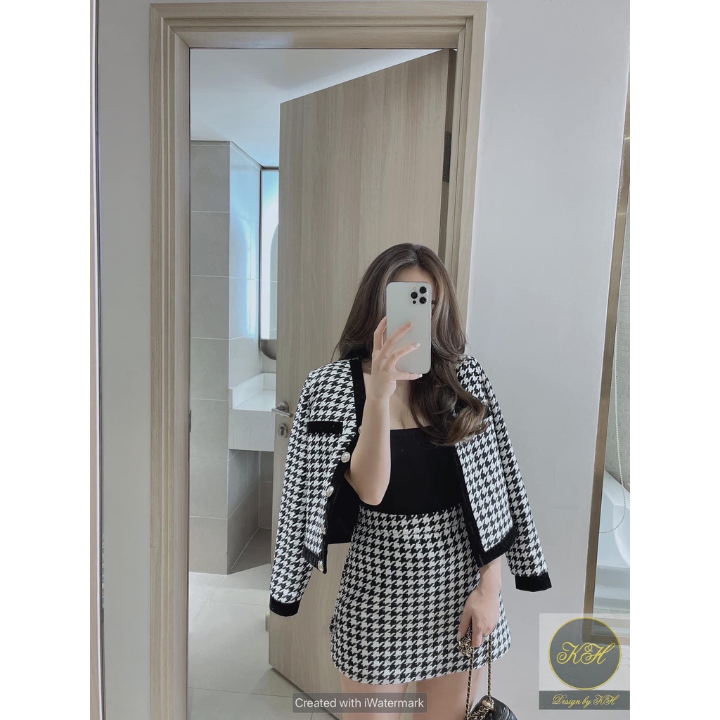 Set dạ họa tiết siêu xinh hai màu phong cách sang chảnh thu đông 2021 | BigBuy360 - bigbuy360.vn