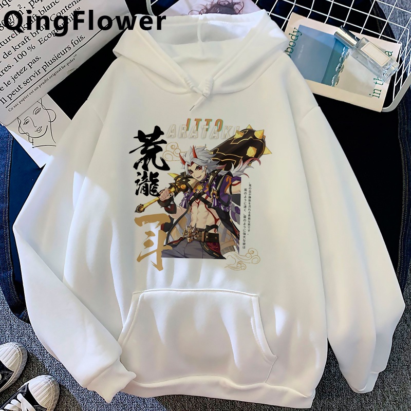 Áo Hoodie Họa Tiết Anime Hu Tao Kaedehara Kazuha Phong Cách Harajuku Cho Nam