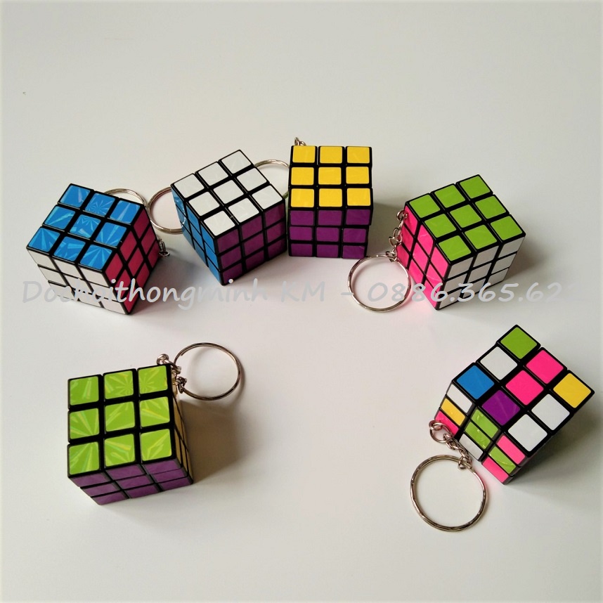 Móc khóa Rubik 3x3 xoay được ánh kim - khối lập phương Rubik