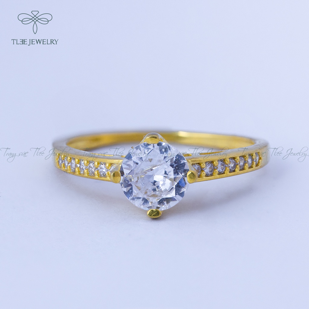 Nhẫn bạc nữ TLEE bốn chấu mạ vàng 14k sang tay NCJ A0147