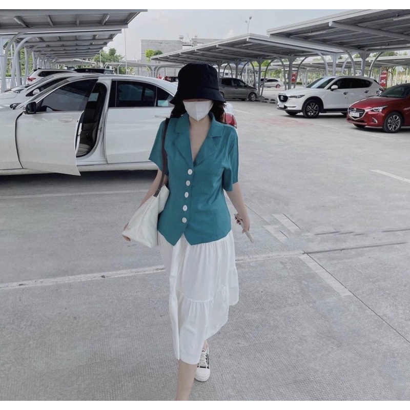 Set Váy Tầng Kết Hợp Áo Vest Siêu Hot - Set Bộ Đi Chơi Phong Cách Hàn Quốc Trẻ Trung Năng Động Ulzzang