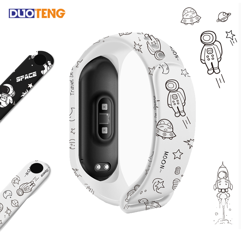 Dây đeo silicon hoạ tiết hoạt hình đáng yêu thay thế cho dây đeo đồng hồ Mi Band 5 Xiaomi Band 5