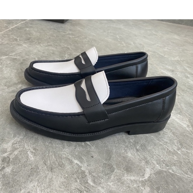 Penny Loafer Black White giá rẻ, giày lười nam Local Shoes kiểu dáng Modern
