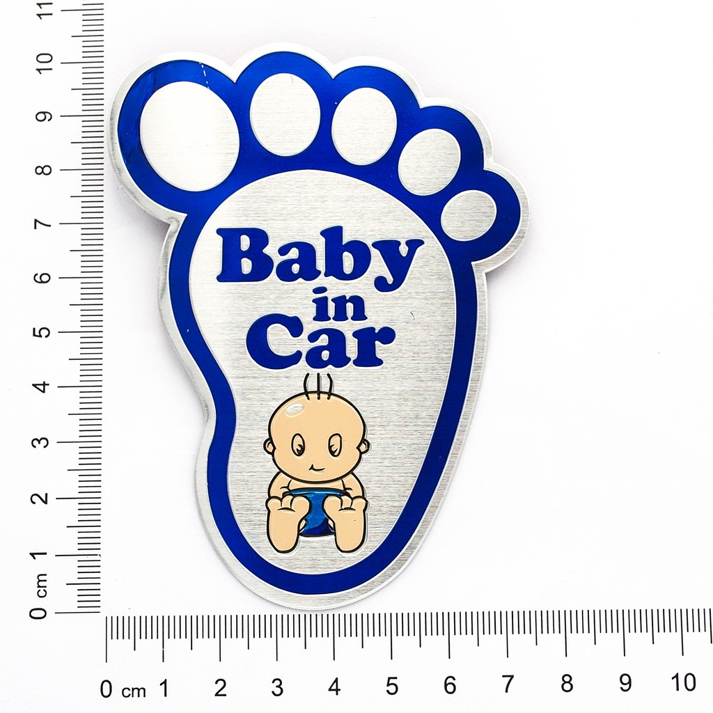 Sticker - hình dán metal kim loại - STICKER FACTORY - Baby in car bàn chân xanh