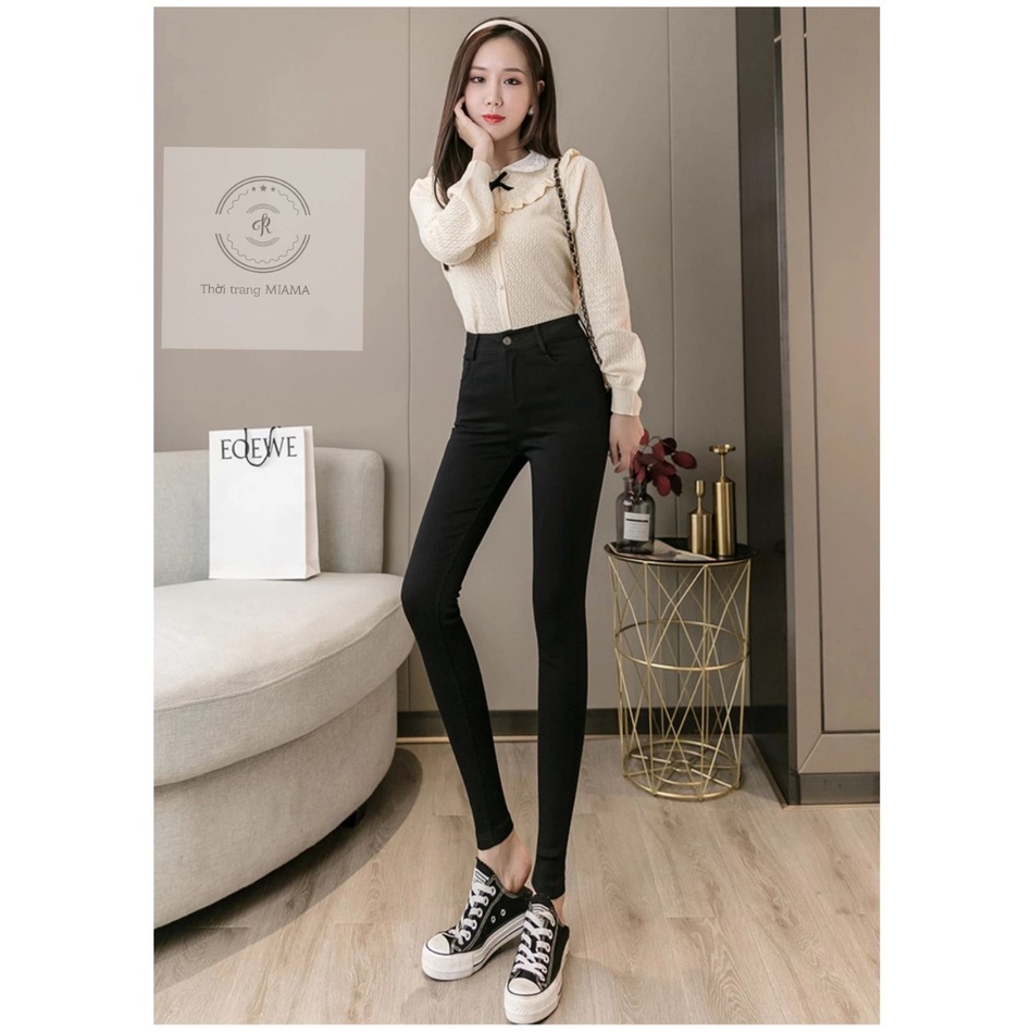 Quần legging nữ cạp cao khóa kéo nâng mông dáng dài chất vải Umi hàn - Quần tregging nữ công sở ống bó ôm mặc đi học làm