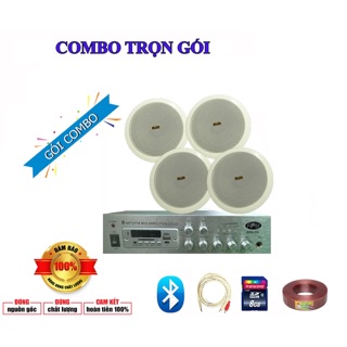 Combo 4 loa âm trần + amply + dây kết nối 3.5 giá sốc