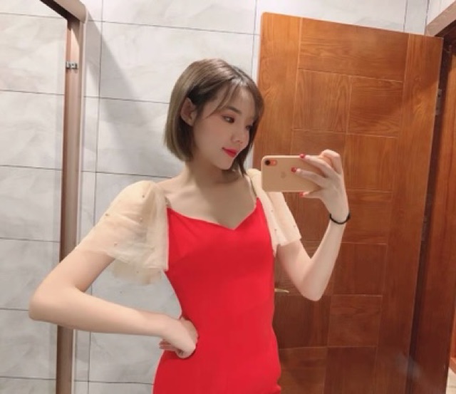 Đầm dự tiệc dáng ôm body xẻ đùi tay lưới đính hạt | BigBuy360 - bigbuy360.vn