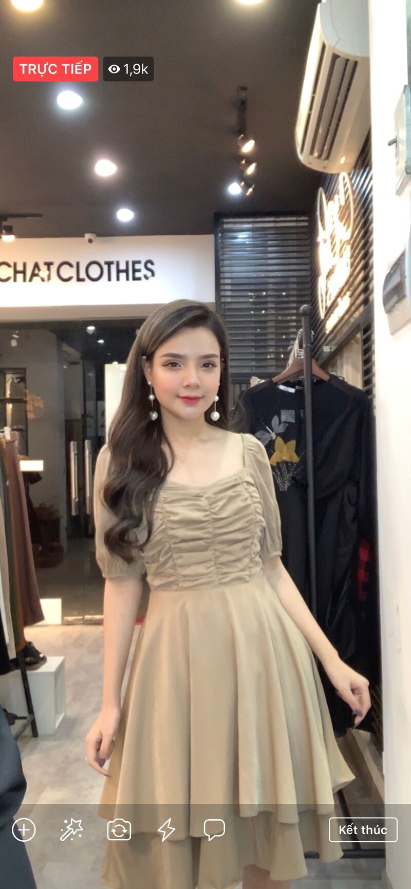 Váy nhún ngực tay lỡ 2T