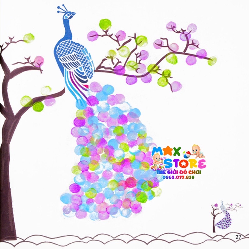 Combo 24 Màu Vẽ Vân Tay DIY Kèm 30 Trang Tranh Vẽ Xinh Xắn Cho Bé Yêu Sáng Tạo Nghệ Thuật