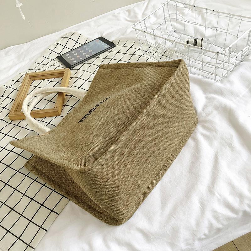 Túi Cói Merci Phong Cách Vintage 1 Màu Sáng, Có Đệm Đáy Giữ Form Túi, Có Lót Ruby Store A