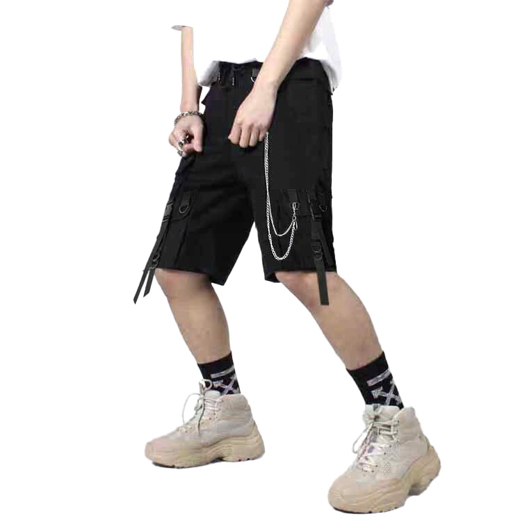 Quần Short Kaki Nam Túi Hộp Phối Dây Xích Cực Chất Phong Cách Hiphop Đường Phố Thể Thao Unisex Nam Nữ ANH DUY SHOP QS06