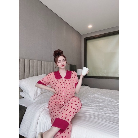 Đồ Bộ Pyjama cổ 2 lá mặc nhà mặc ngủ xinh xinh