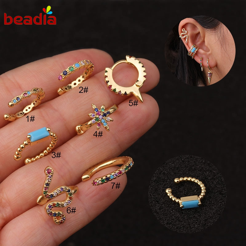 Bông tai Beadia hình chữ U nhiều màu với nơ Iris cho nữ