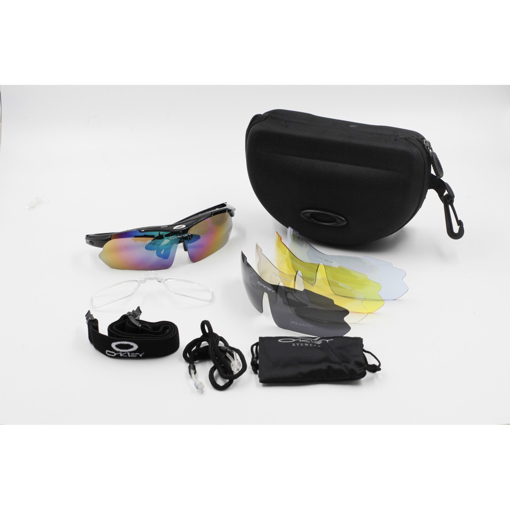 Bộ 5 mắt kính Oakley 5 Mắt - Kính Thể Thao Xe Đạp - Mắt Kính Chống Tia UV Tốt, Độ Bền Cao
