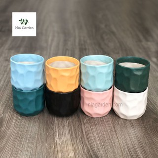 Chậu đất nung tráng men sứ, trụ mắt na trung