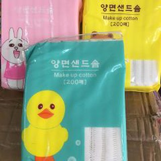 Bông tẩy trang cotton YILINGMENG 200 miếng GẤU VỊT THỎ