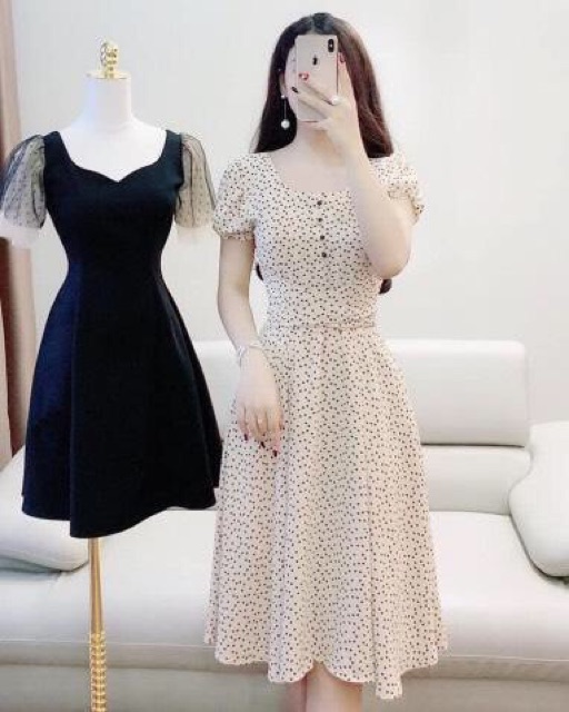 Đầm kate lụa bi xoè thắt nơ sau lưng M/L/XL/2XL | BigBuy360 - bigbuy360.vn