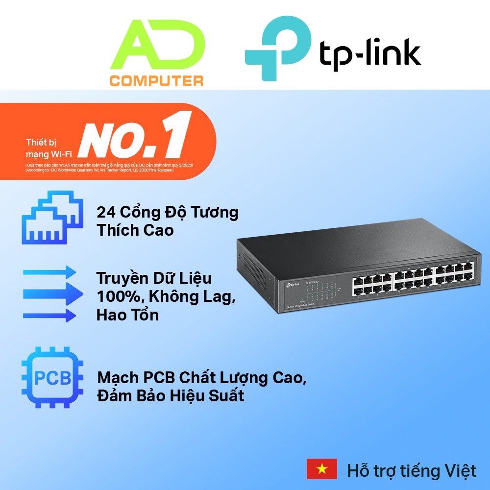 Bộ chia tín hiệu TP-Link 24 cổng RJ45 10/100 Mbps Công suất cao - TL-SF1024D -Hàng chính hãng