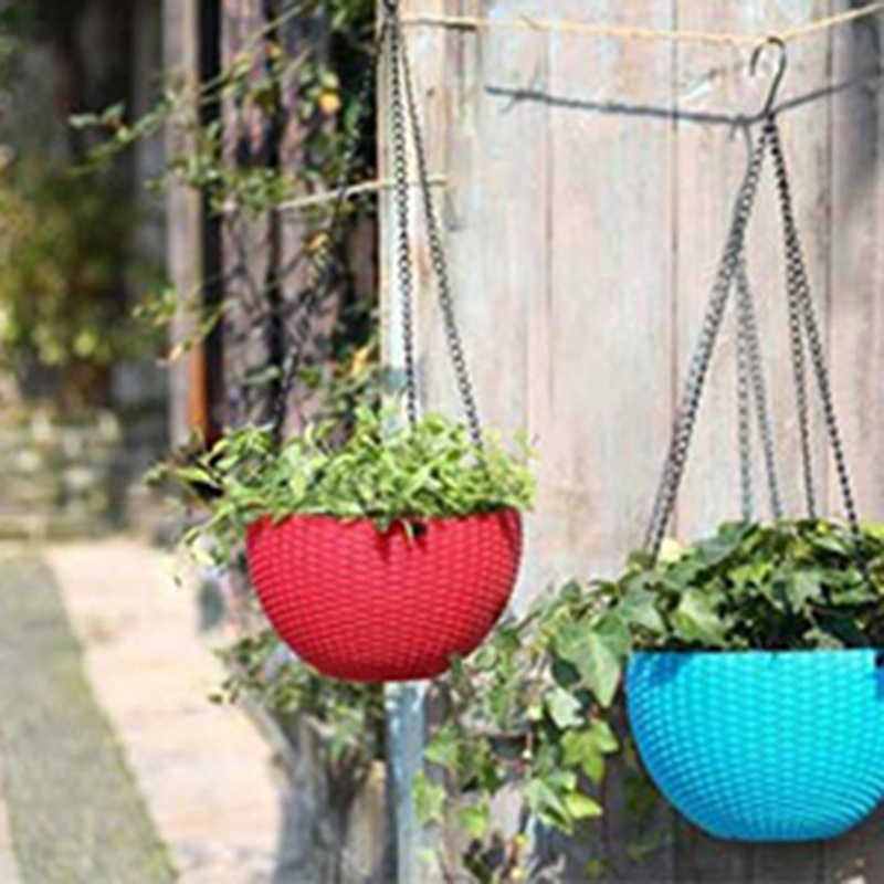 Set 10 Giỏ Trồng Cây Màu Đen Kèm Móc Treo Hình Chữ S Tiện Dụng Cho Gia Đình / Sân Vườn