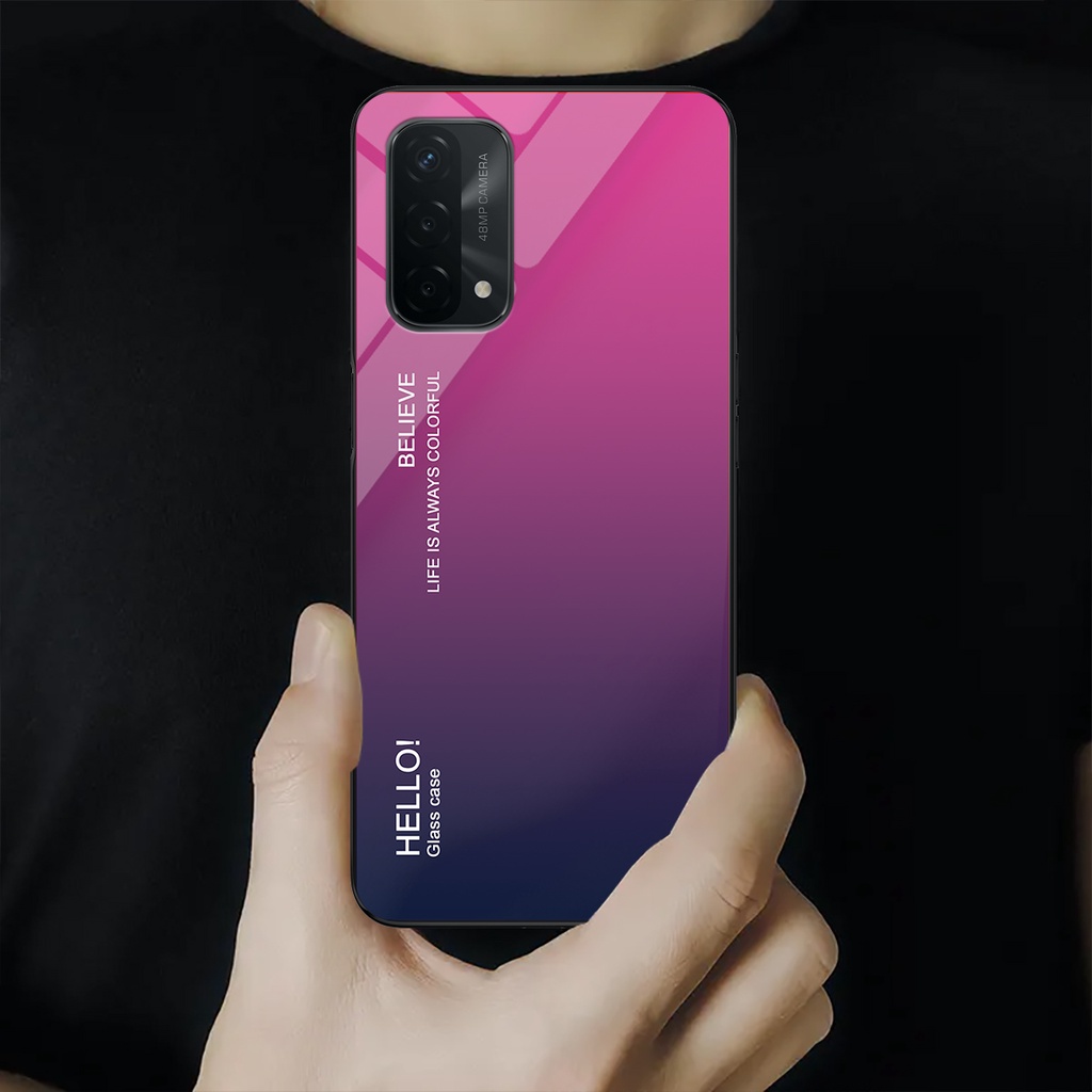 Ốp điện thoại Oppo A74, A95 - Gradient edition, chất liệu kính cường lực