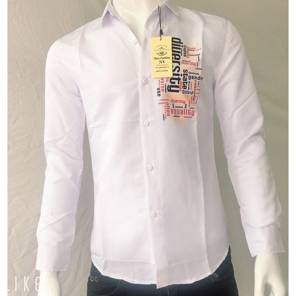 ÁO SƠ MI NAM NỮ DÀI TAY CẶP ĐÔI TRẮNG IN THÊU LOGO | BigBuy360 - bigbuy360.vn