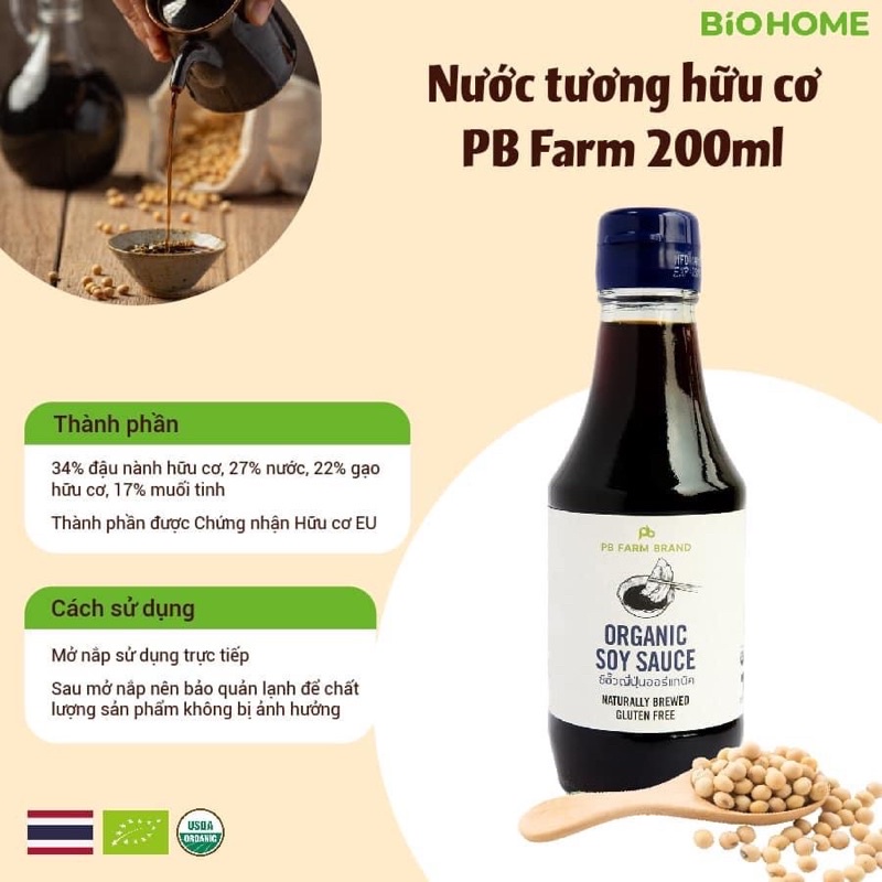 [PBFARM] NƯỚC TƯƠNG HỮU CƠ (Vị truyền thống) - 200ML