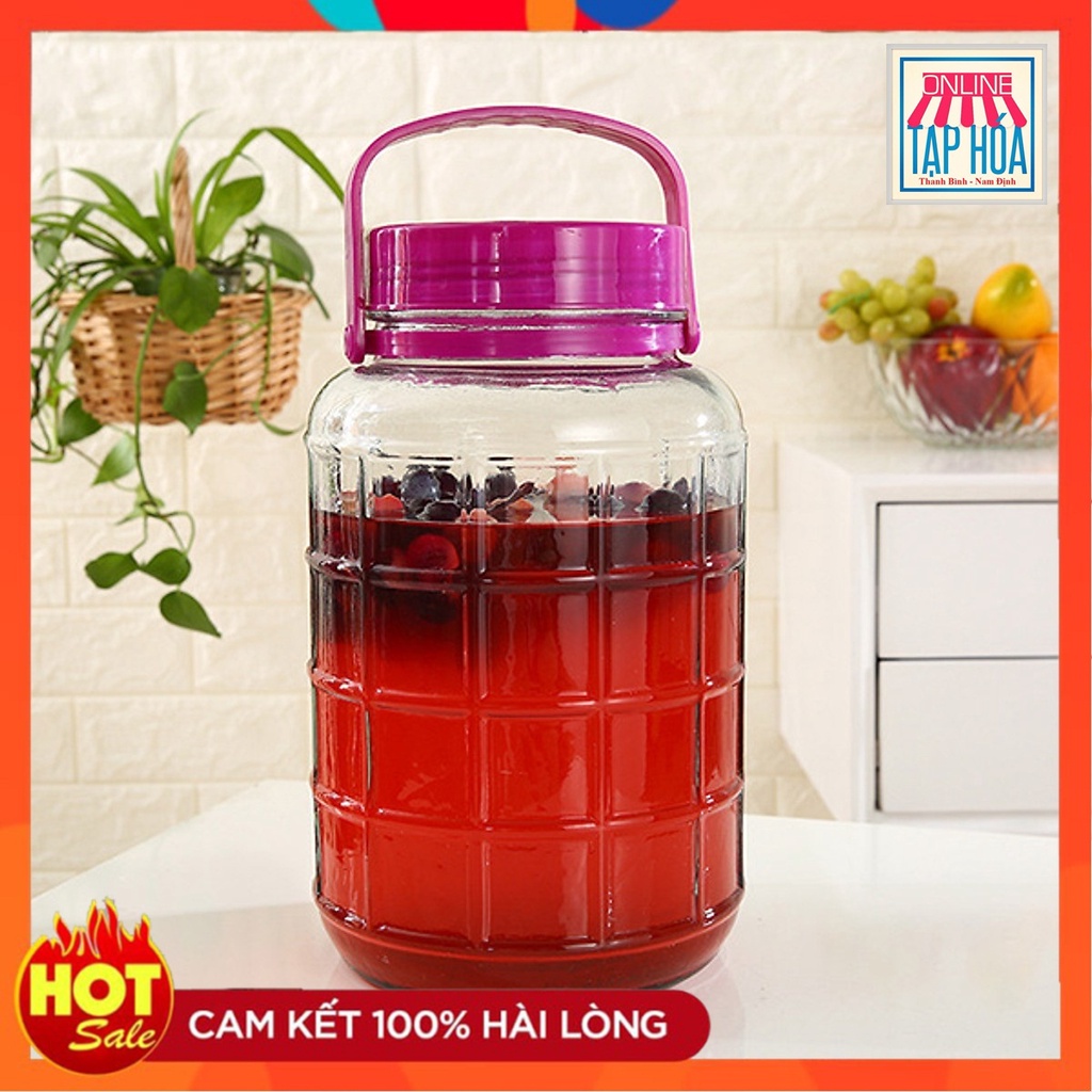 Bình Ngâm Rượu Thủy Tinh 3L, 5L , 8L, 10L, 12L , 16L , 20L, 35L Quai Xách