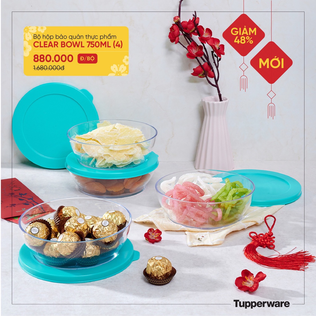 Tupperware - Hộp Bảo Quản Thực Phẩm Clear Bowl 750ml