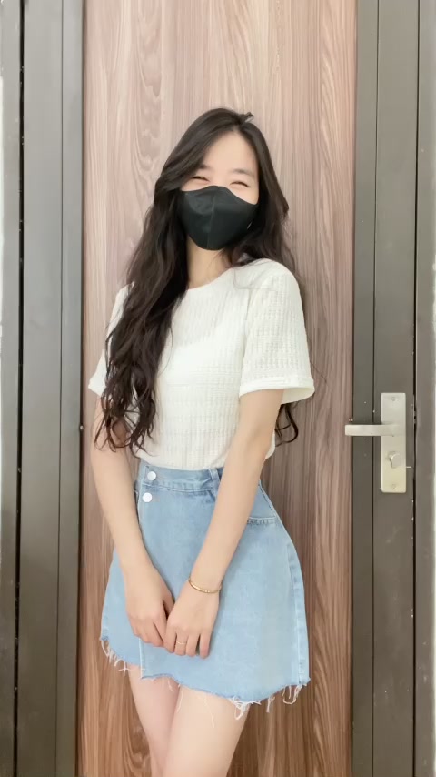 Quần giả váy Diti chữ A dáng ngắn lưng cao Ống rộng Gen bụng vải Jeans Denim 2 tà trước sau thời trang | BigBuy360 - bigbuy360.vn