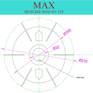 CÁNH QUẠT LÀM MÁT ĐỘNG CƠ TRỤC 32 mm